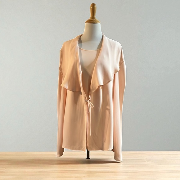 VINTAGE ESCADA COUTURE SILK TOP AND JACKET BABY PINK EU SIZE 42/44 US LARGE - Picture 1 of 16
